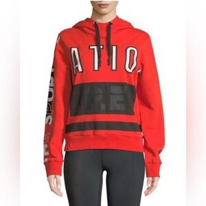 PE NATION Womens Hoodie Jumper Sweatshirt Size M Black Red and White Printed